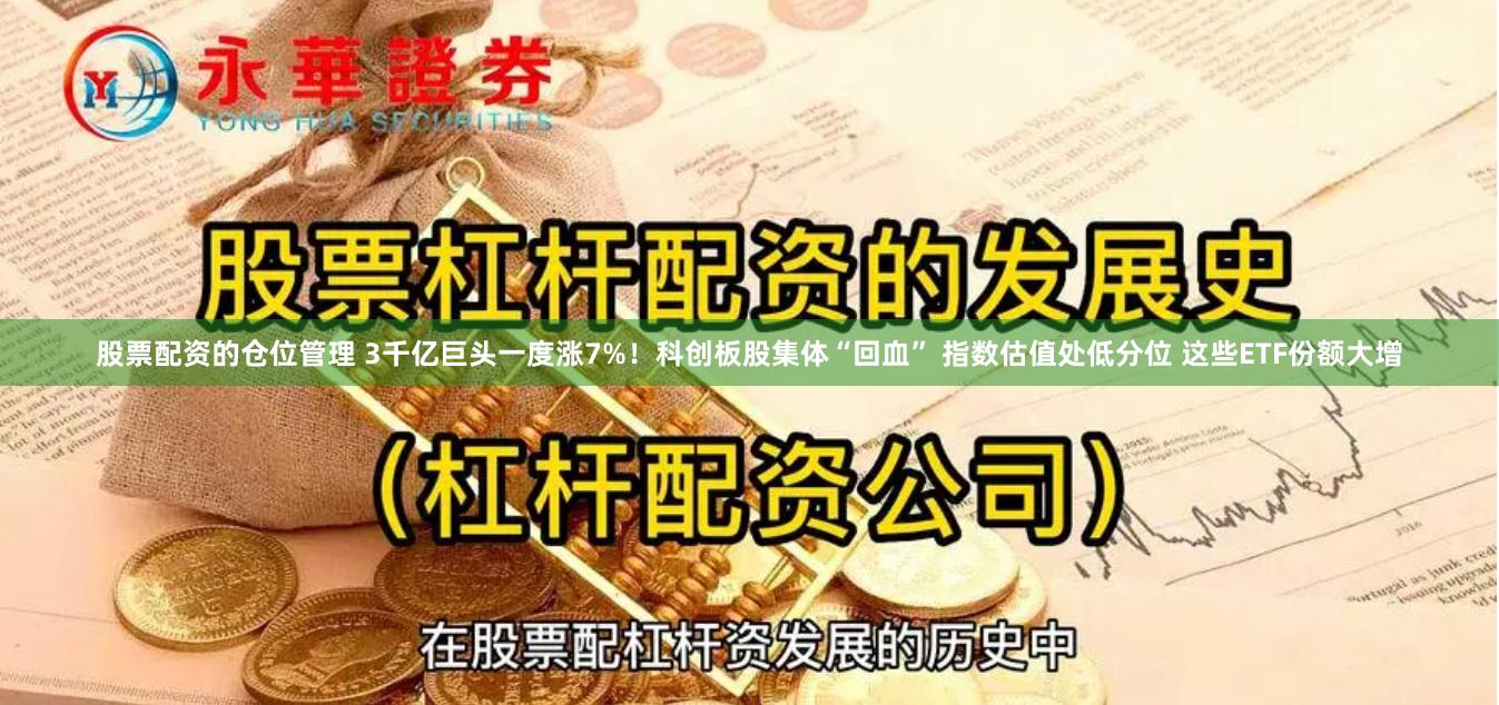 股票配资的仓位管理 3千亿巨头一度涨7%！科创板股集体“回血” 指数估值处低分位 这些ETF份额大增